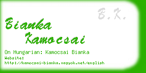 bianka kamocsai business card